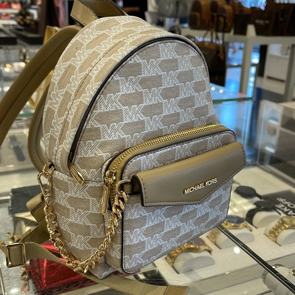 MICHAEL KORS Maisie Extra-Small Logo 2-in-1 Backpack Camel  NWT